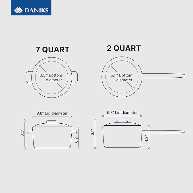 Daniks Modern 10-Piece Stainless Steel Induction Cookware Set – Dishwasher Safe Saucepan, Pots with Heatproof Handles, Glass Lids, Silver