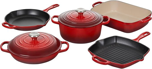 Le Creuset Enameled Cast Iron Signature Cookware Set, 7 pc, Cerise
