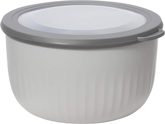 Oggi 2.6qt & 1.4qt Plastic Prep, Store & Serve Bowls with Lids, Lt Gray