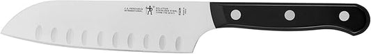 HENCKELS Solution Razor-Sharp Hollow Edge Santoku Knife 5.5 inch, German Engineered Informed by 100+ Years of Mastery, Black/Stainless Steel
