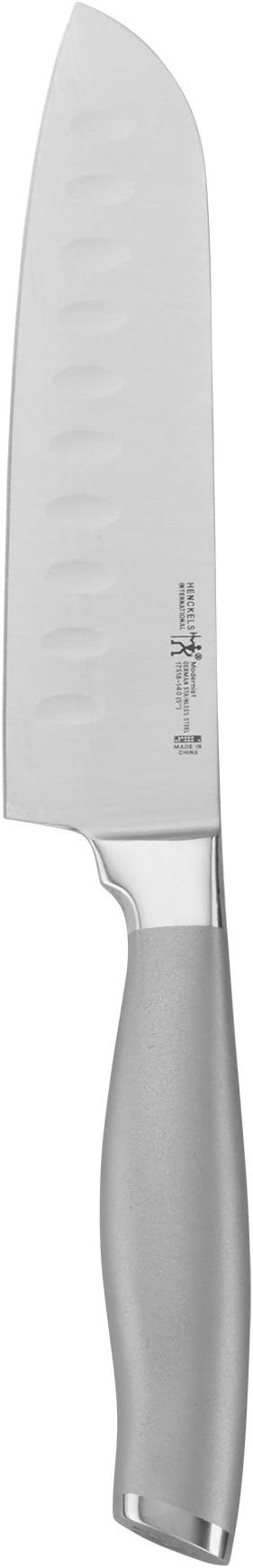 HENCKELS Modernist Razor-Sharp Hollow Edge Santoku Knife 5 inch, German Engineered Informed by 100+ Years of Mastery, Gray
