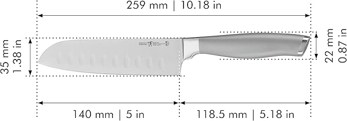 HENCKELS Modernist Razor-Sharp Hollow Edge Santoku Knife 5 inch, German Engineered Informed by 100+ Years of Mastery, Gray
