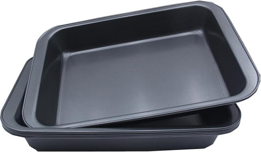 4 Pack Rectangle Baking Pan, 12.6 x 8.6 Inch Deep Cookie Sheet Tray Nonstick, Heavy Duty Carbon Steel Oven Cake Pan for Brownies, Lasagna, Sheet Cakes, Roasting Vegetables, BPA Free