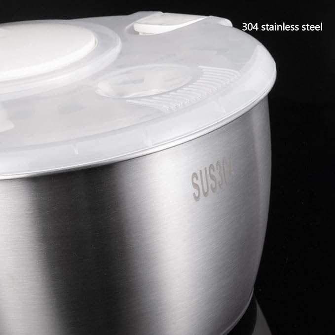 Salad Spinner, Stainless Steel Multifunctional Large Capacity Lettuce Vegetable Fruit Dryer Drain Basket for Home Restaurant