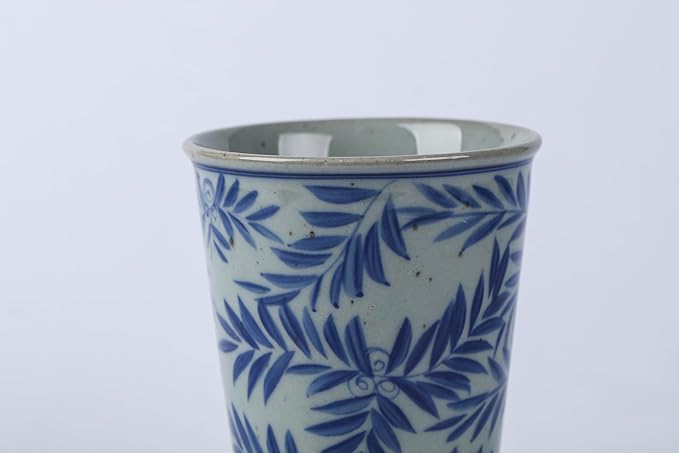 14 oz ceramics Handmade blue and white Retro Coke cups coffee tea set of 4 china Coffee Mugs for Tea, Milk,Dishwasher and Microwave Safe,Free gift soft silicone cover and gift box