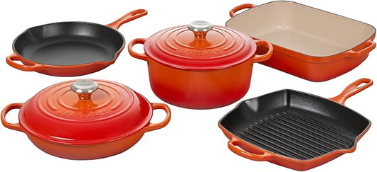 Le Creuset Enameled Cast Iron Signature Cookware Set, 7 pc, Flame