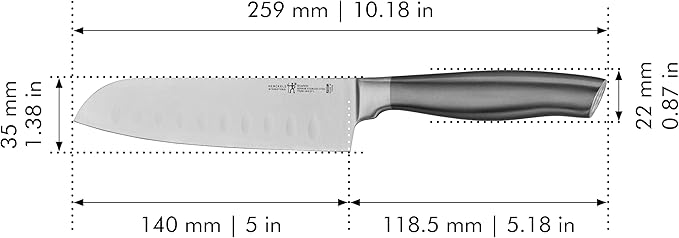 HENCKELS Graphite Razor-Sharp Hollow Edge Santoku Knife 5-inch, German Engineered Informed by 100+ Years of Mastery, Gray