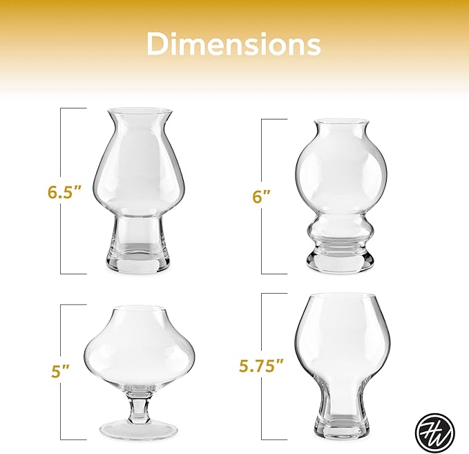 Hollen Walker Premium Beer Glasses Set of 4, Craft IPA Beer Glass, Beer Gifts for Men, Pilsner, Modern Beer Glasses, Beer Gift, Stout, Pint Glass