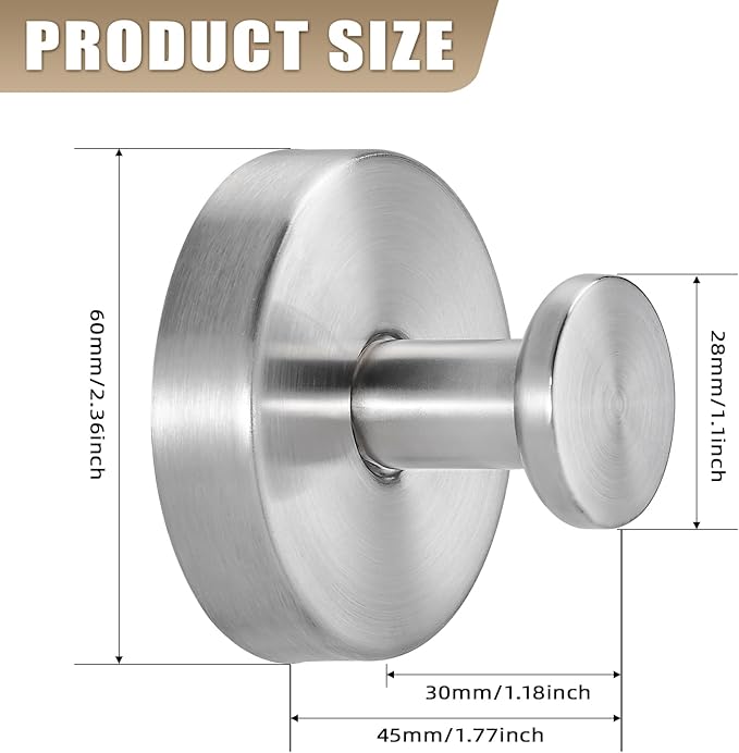 Suction Cup Hooks for Shower No-Drill Bathroom Hooks for Towels, Robes, Loofah Mountable on Bathroom Walls, Kitchen, Glass, Mirrors, Tile and Smooth,Non-Porous Surfaces (4, Brushed Nickel)