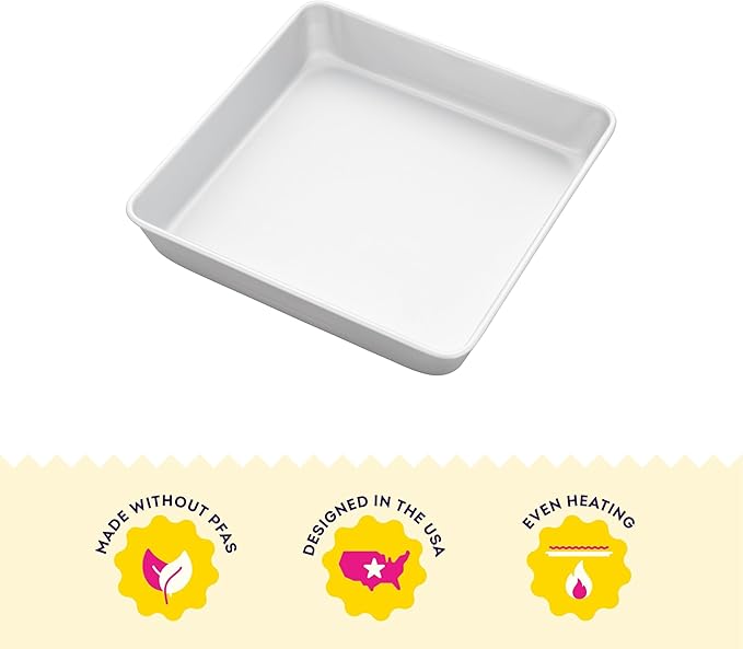 Wilton 10 x 2 Inch Square Cake Pan, Even Heating Aluminum Bakeware, Made Without PFAS, Packaging May Vary