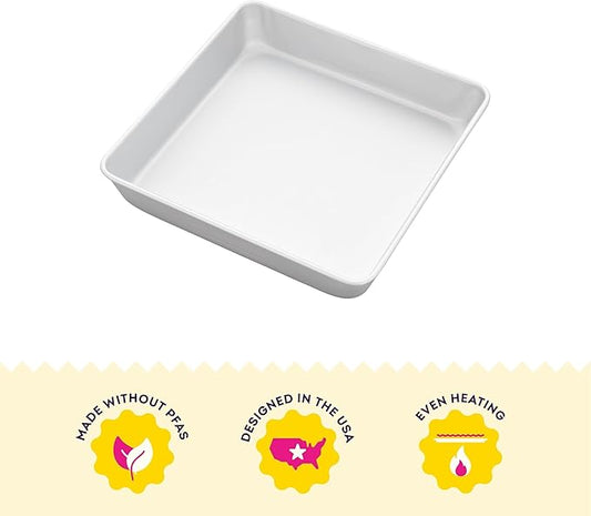 Wilton 10 x 2 Inch Square Cake Pan, Even Heating Aluminum Bakeware, Made Without PFAS, Packaging May Vary
