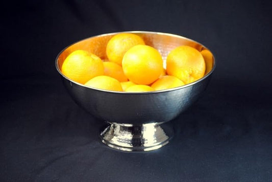 3SCompany Hand-Hammered Stainless Steel Fruit and Punch Bowl - 12" Diameter, 6.5" Tall, Dishwasher Safe - Elegant and Sturdy Serving Solution