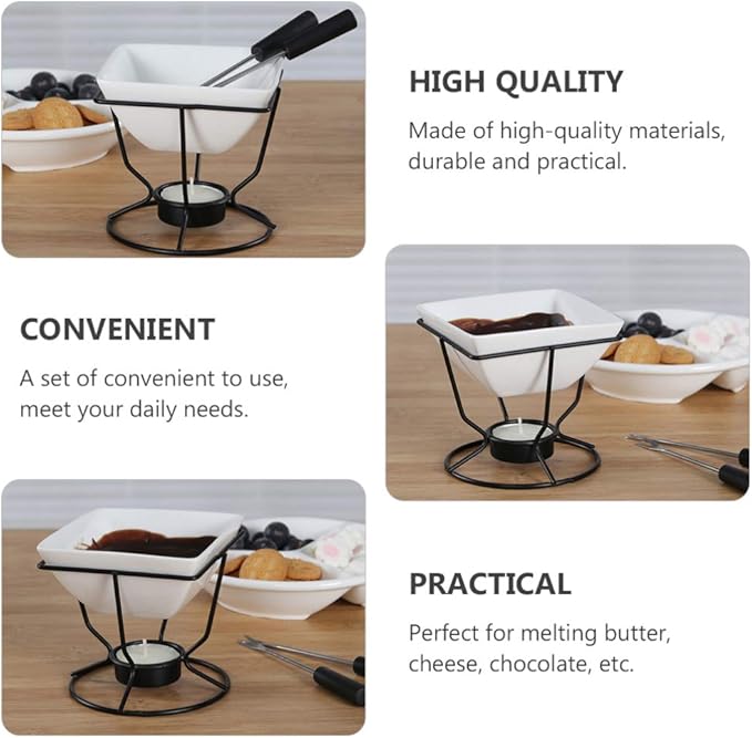 YARNOW 1 Set of Ceramic Butter Warmer Fondue Pot with Tealight Candle Chocolate Melt Pot Butter Cheese Melt Hot Pot for Cheese Chocolate