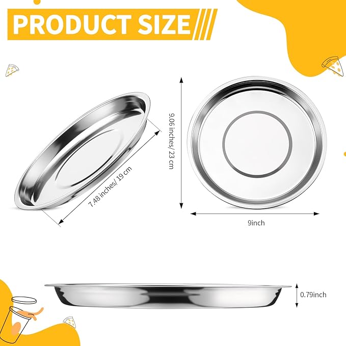 20 Pack 9 Inch Metal Pie Pan Plate Aluminum Steel Pie Tins Bulk Reusable Pizza Pan Weight Steel Standard Version Bakeware Even Heating for Kitchen Pizza Snack Cake