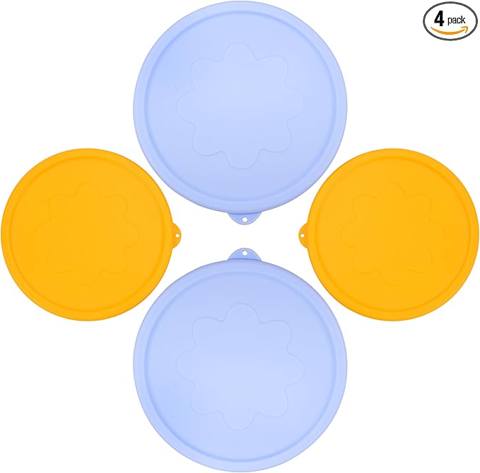 4 Cup 7 Cup Round Silicone Replacement Lids for Pyrex Glass Bowls, 4 Pack, Microwave & Dishwasher & Freezer Safe (Container not Included)