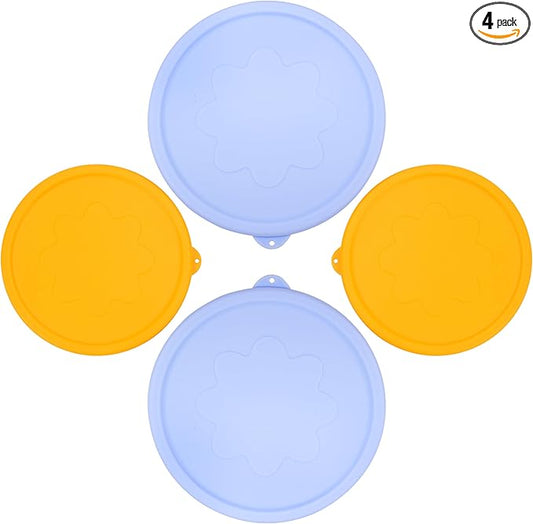 4 Cup 7 Cup Round Silicone Replacement Lids for Pyrex Glass Bowls, 4 Pack, Microwave & Dishwasher & Freezer Safe (Container not Included)