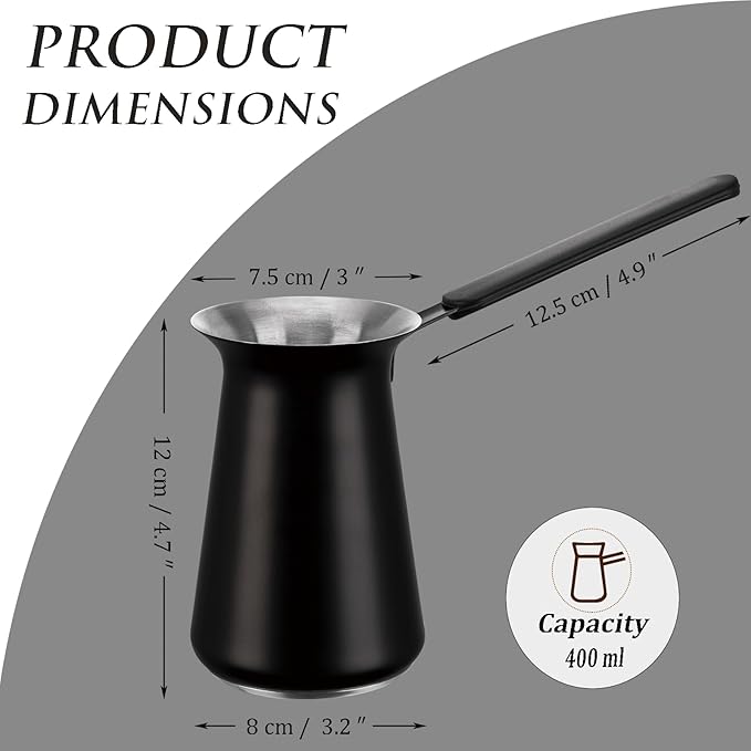 Turkish Coffee Pot - Gifts for Family &Friends,Cezve/Ibrik Coffee Pot for Stovetop,Briki Greek Turkish Pot with Heat-Resistant Rubber Handle,Milk Warming Pot,Arabic Tea Pot