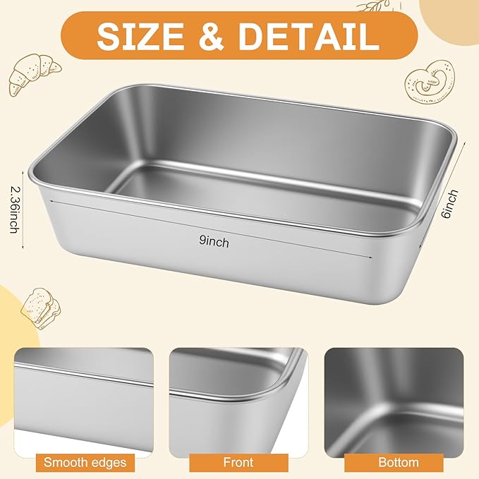 12Pcs Stainless Steel Loaf Pans,9x6 Inch Bread Pans for Homemade Bread, Loaf Pans Oven-Safe Banana Bread Pan for Baking Bread, Cakes, Sandwich (Silver, 12Pcs)