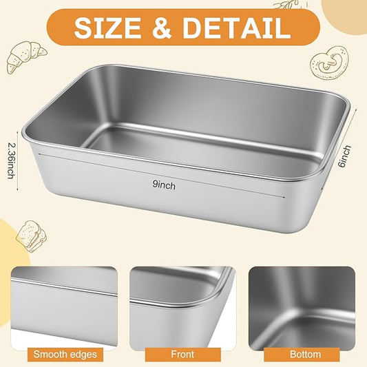 12Pcs Stainless Steel Loaf Pans,9x6 Inch Bread Pans for Homemade Bread, Loaf Pans Oven-Safe Banana Bread Pan for Baking Bread, Cakes, Sandwich (Silver, 12Pcs)