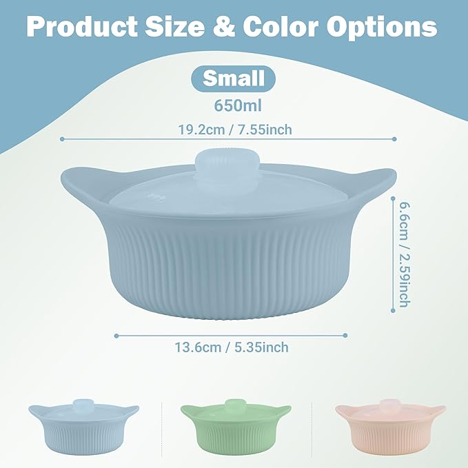 Silicone Microwave Steamer - Microwave Pot Steamer Basket Bowl for Baby Food, Vegetables & Dumplings, Compact & Lightweight Design, Oven & Dishwasher Safe (Blue, S 20oz(600ml))