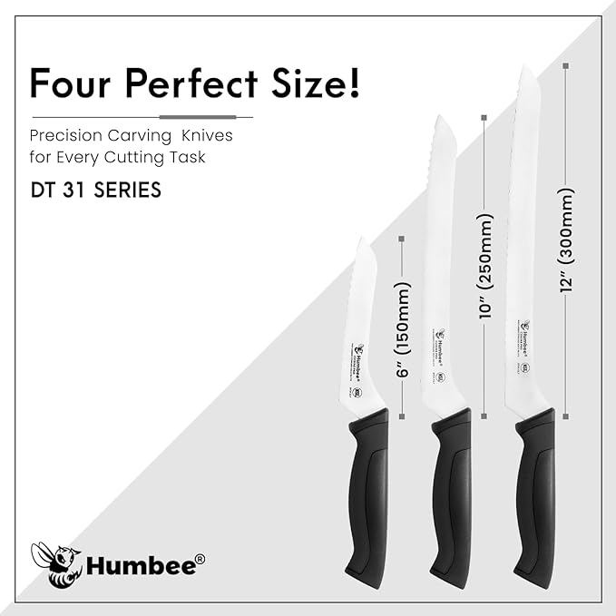 6-Inch Offset Serrated Bread Knife, Premium High Carbon Stainless Steel Blade Knife for Bread with Ergonomic Handle, NSF Certified, DT-31 Series, Black