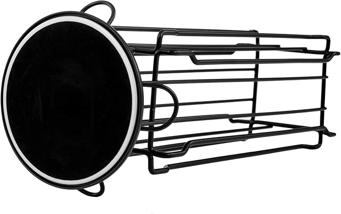 MyGift Black Metal Coffee Pod Capsule Holder Stand Rotating Carousel, Compatible with Vertuoline Pod, Coffee Bar Organizer Rack - Holds 20 Capsules