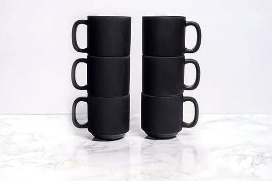 Zion Stone Grey 11-Ounce Mug, Set of 6, Gray; Heavy Duty; Chip Resistant; Lead and Cadmium Free; Freezer to Oven Safe up to 500°F