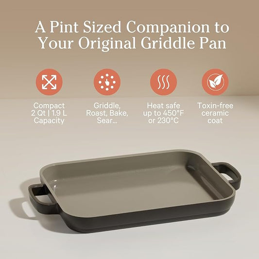 Our Place Mini Griddle Pan - 2 Quart Nonstick Ceramic Sheet Pan & Stovetop Griddle with Handles | Toxin-Free Cast Aluminum | Oven Safe up to 450°F | Char