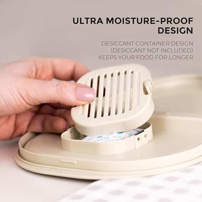 Zuutii Rice Storage Container,Food Container, Dry Food Storage, Pet Food Dispenser, 6.9Qt/11lbs Large Storage Bin with Lid,Silicone Ring & Moisture Proof,for Grain Cereal Soybean Corn,Begie