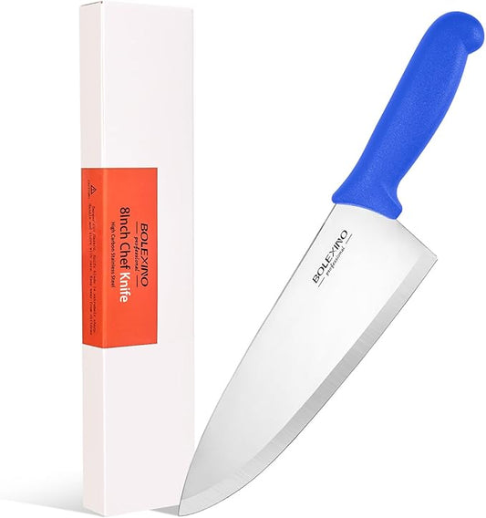 8 inch Japanese High Carbon Stainless Steel Chef Knife, Professional Extra Sharp Wide Cook Knife with Non-slip Ergonomic Handle, for Kitchen Home Restaurant