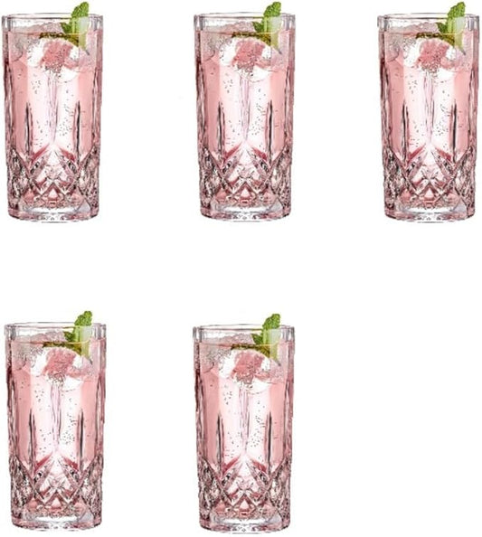 Drinking Glasses, Crystal Glass Cups, Mixed Glassware Set, Crystal Old Fashioned 11oz Highballs and 11oz Whiskey Glasses, Great for Cocktail, Whisky and other Beverages (Style 2,Set of 5)