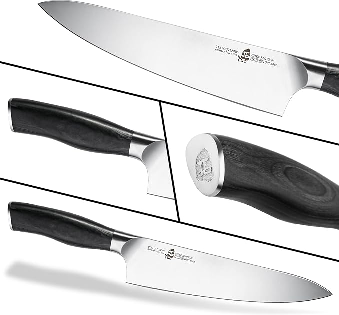 TUO Chef’s Knife - 8 inch Chef Knife Pro Kitchen Knife Ultra Sharp, Premium German High Carbon Stainless Steel, Traditional Full Tang Pakkawood Handle Gift Box, Fiery Phoenix Series - Black