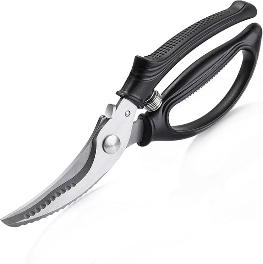 Poultry Shears, Kitchen Shears with Spring Loaded, Heavy Duty Poultry Scissors for Meat, Chicken,Turkey, Anti-Slip Handle,Safety Lock,Dishwasher Safe
