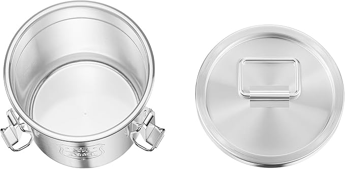 304 Stainless Steel Storage Containers with Lid, 6L/1.58gal Airtight Canister with Locking Clamps Multi-Purpose Kitchen Storager Bucket Food Jar, for Rice Cereal Flour Coffee Beans Milk (6L)