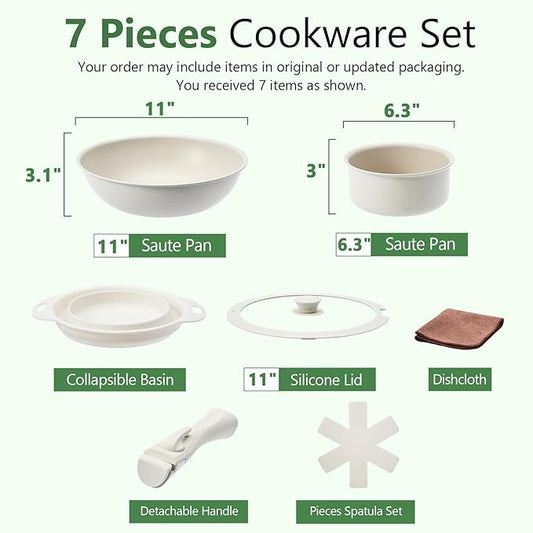 Pots and Pans Set Non Stick (White-7p)