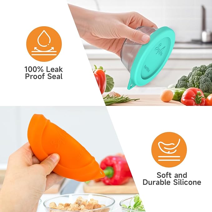 Sophico Silicone Replacement Lids for Pyrex and Anchor Hocking Glass Custard Cups 6oz, Round Silicone Cover for Food Storage (Container not Included)