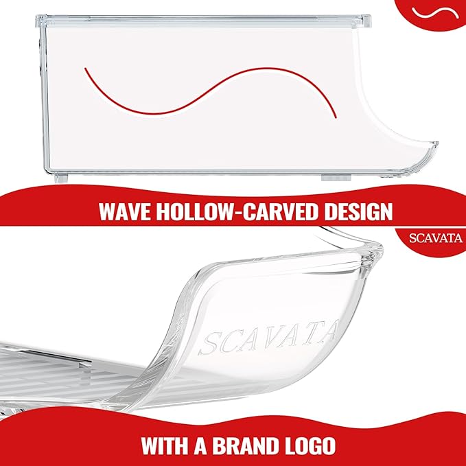 2 Pack Stackable Refrigerator Organizer, Soda Can Dispenser Pop Cans Container Beverage Holder with Lid for Fridge, Freezer, Kitchen, Clear Plastic Storage Bins-Holds 10 Cans Each (Clear)