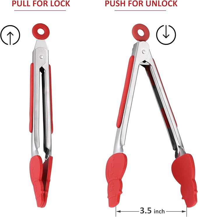 3-Piece Christmas Silicone Mini Tongs Set, 7-Inch Small Style Tongs for Cooking, Kids' Festival Set (Christmas Tree, Snowman, Gingerbread Man)