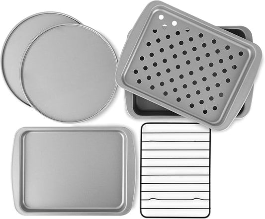 Ovenstuff Personal Size Nonstick Toaster Oven Baking Pan Set, 6 Piece Set