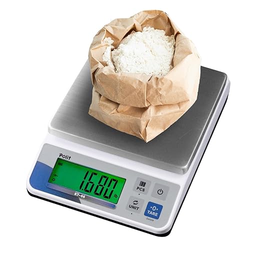 Polit Digital Kitchen Scale KT-66 30lb/13kg|0.05oz/1g Precision Food Scale with LCD Display|Battery or Plug-in|Stainless Steel Top|Grams, Ounces, Pounds|5 Units for Baking, Farming & Shipping Scale