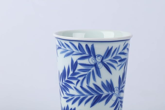 14 oz ceramics Handmade blue and white Retro Coke cups coffee tea set of 4 china Coffee Mugs for Tea, Milk,Dishwasher and Microwave Safe,Free gift soft silicone cover and gift box