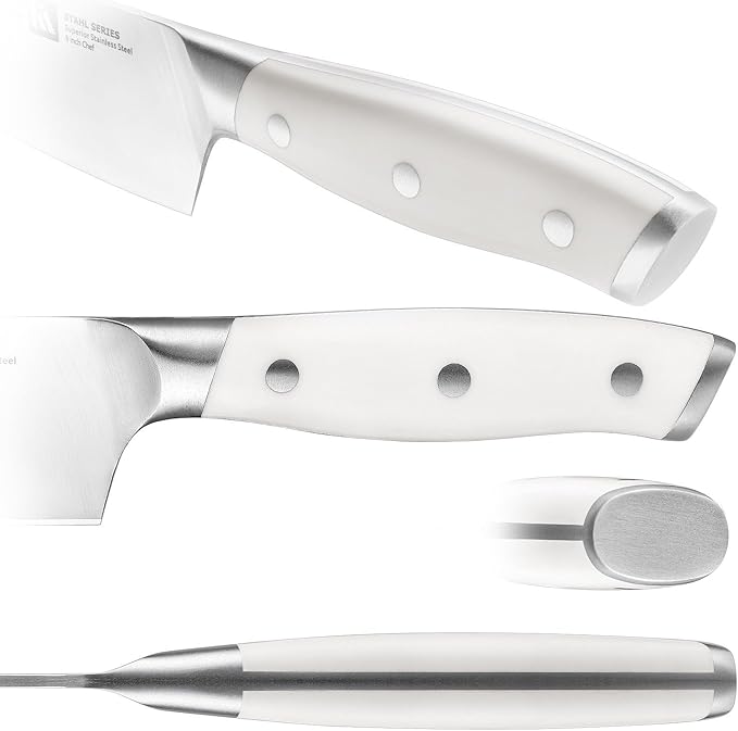 Stahl 3.5 inch Paring Knife High Carbon Exclusive German Steel Fruit Knife, Small Kitchen Knife with Ergonomic Handle (White)