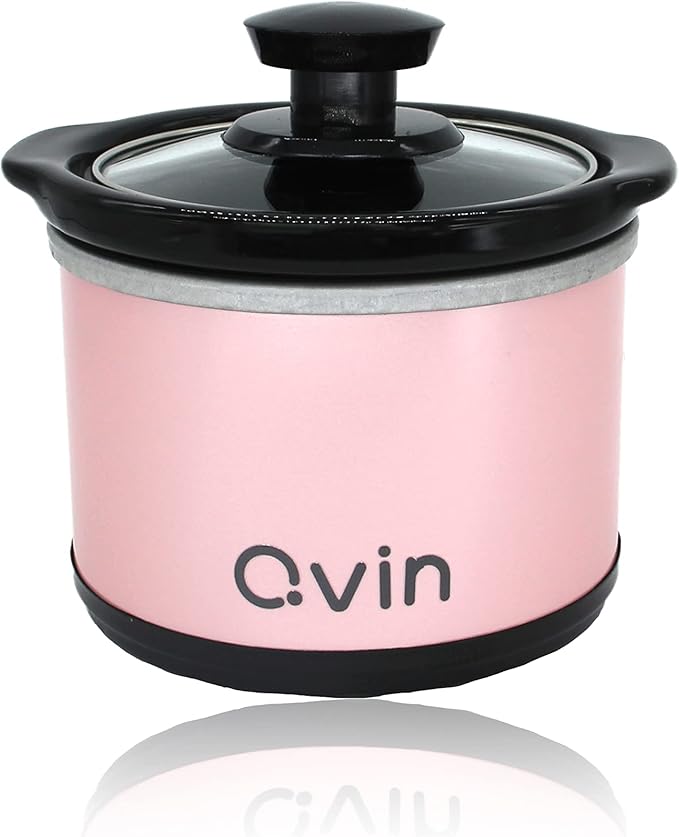 Mini Slow Cooker 0.65qt(20oz) warmer, fondue pot set,chocolate melting pot (stainless steel)… (pink)