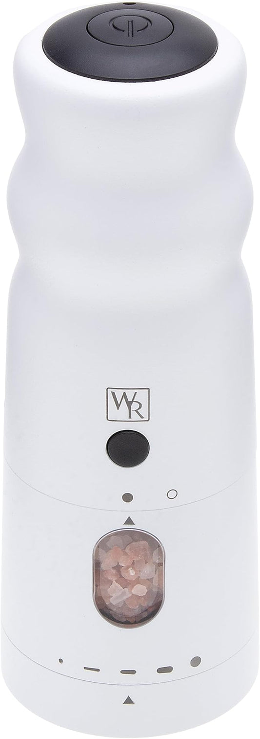 WHITE RAIN Salt Mill with LED Lights & Adjustable Coarseness, Aluminum Rechargeable Salt Grinder Refillable Heavy Duty Electric Himalayan Pink Salt Grinder, Kitchen Gadgets