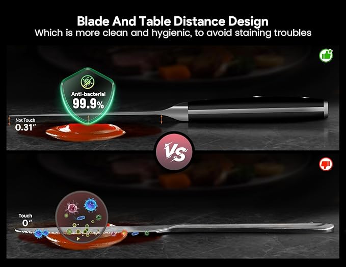 Steak Knives Set of 4, 4.5 Inch Non Serrated Dinner Knife, Forged German Steel Damascus Pattern Straight Edge Meat Knife with Full Tang Handle, Dishwasher Safe, Ideal for Gift