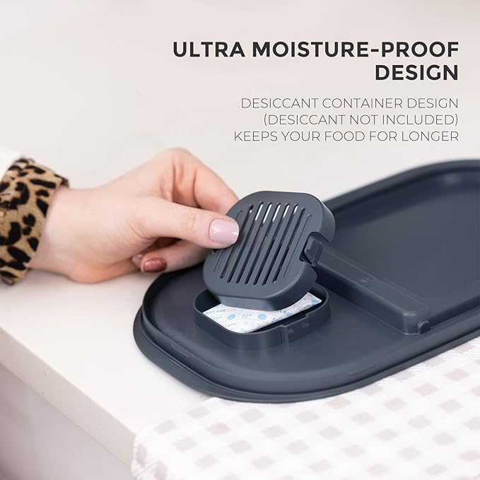 Zuutii Rice Storage Container,Food Container, Dry Food Storage, Pet Food Dispenser, 11lbs/6.9Qt Large Storage Bin with Lid,Silicone Ring & Moisture Proof, for Grain Cereal Soybean Corn, Dark Gray