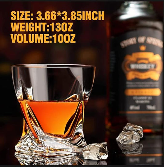 Old Fashioned Whiskey Glasses 10 OZ Rocks Glasses Set of 4, Gift Box - Barware For Bourbon, Scotch, Rum glasses for Men Women