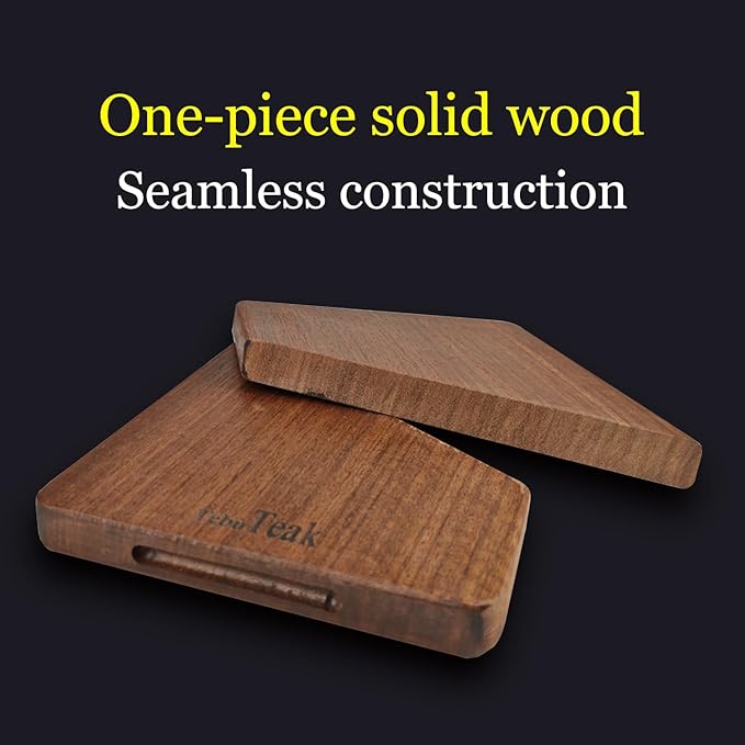 Solid Teak Wood Cutting Board Set - Single/One Piece Design Wooden Choping Boards Non Glued Knife-Friendly Durable Chopping Block for Kitchen Meat 15.8 x 11 IN & 12 x 8 IN (Includes Stand)