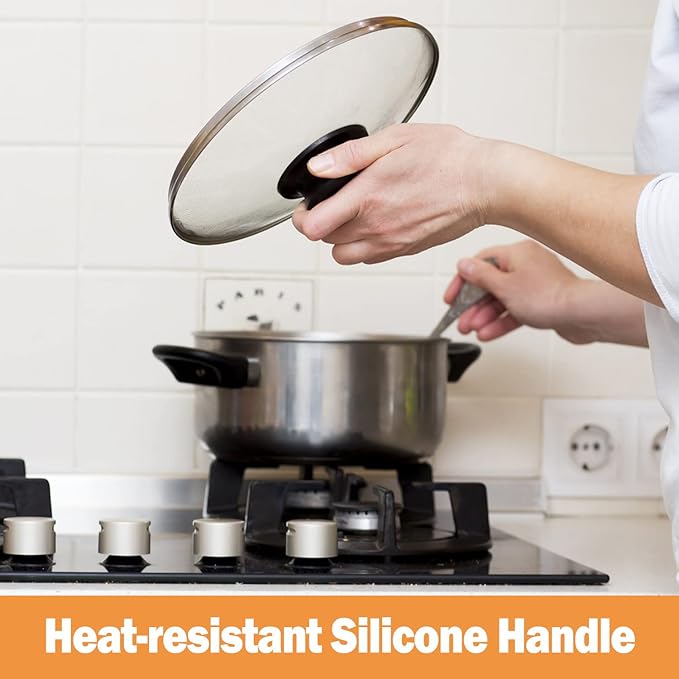 Wadaza Pan Lid 12 Inch - Tempered Glass Pot Lid - Oven Safe Replacement Glass Lid for Frying Pan Wok Pot Skillet