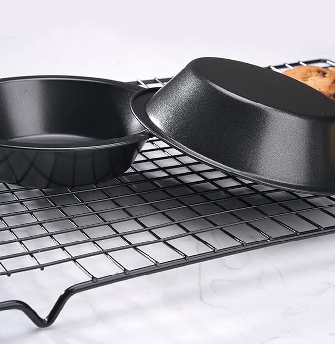 Small Pie Pans 4 1/3 Inch Mini Round Bread Cake Burger Buns Baking Pans for Oven Air Fryer Compatible with Instant Pot Nonstick Carbon Steel BPA Free 6 Pack